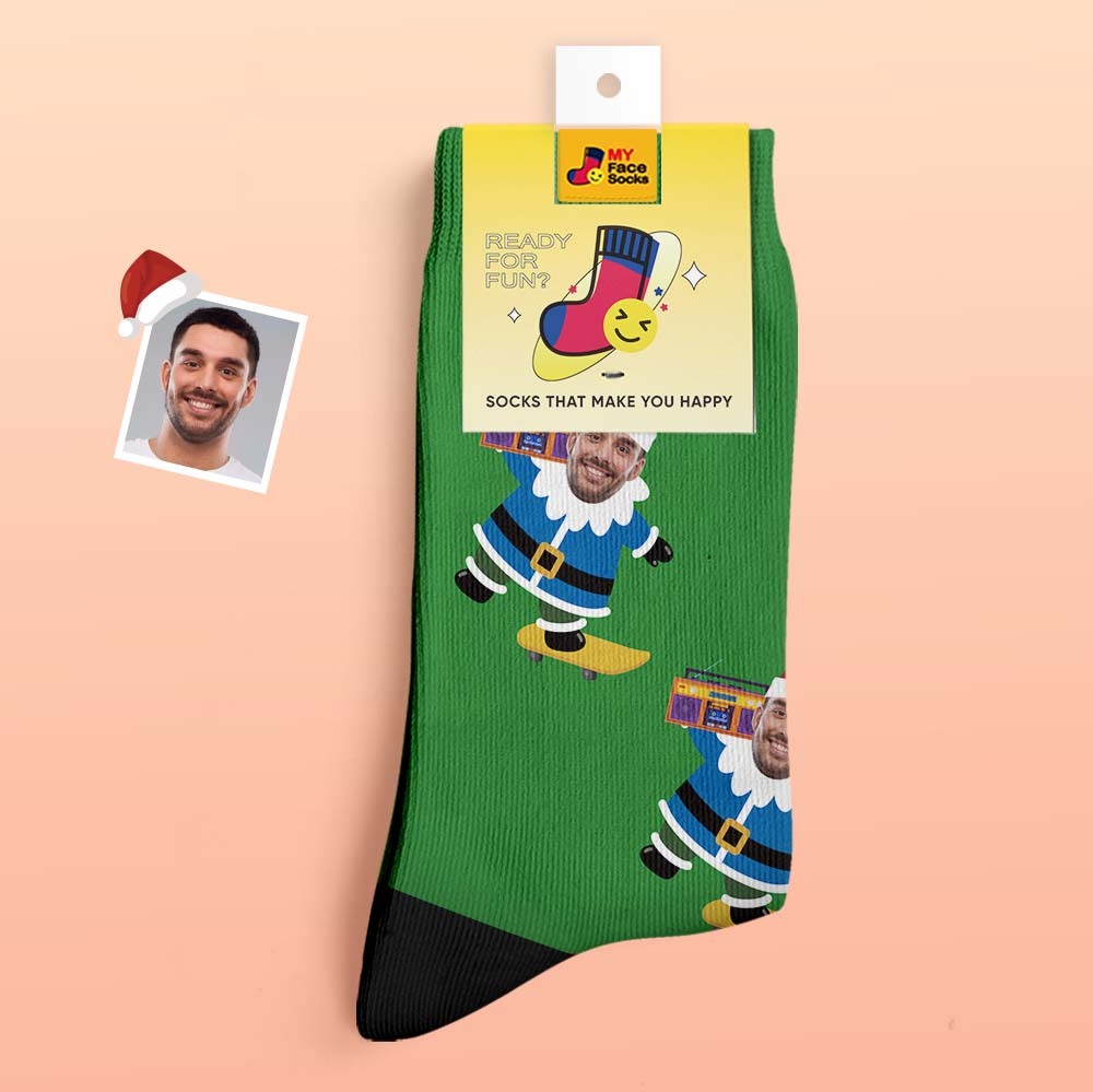 Regalos De Navidad, Calcetines Gruesos Personalizados Foto 3d Digital Impreso Calcetines Otoño Invierno Cálido Calcetines Gnarly Gnome - MyFaceSocksMX