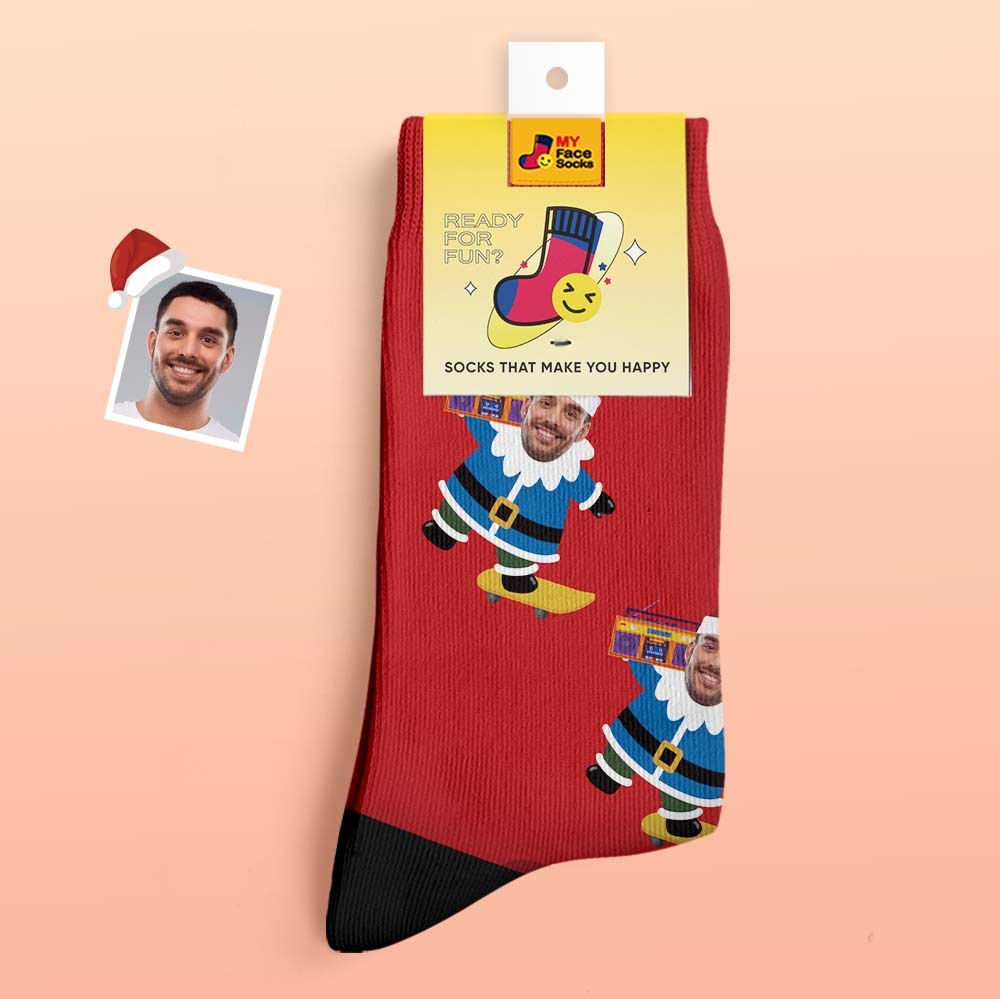 Regalos De Navidad, Calcetines Gruesos Personalizados Foto 3d Digital Impreso Calcetines Otoño Invierno Cálido Calcetines Gnarly Gnome - MyFaceSocksMX