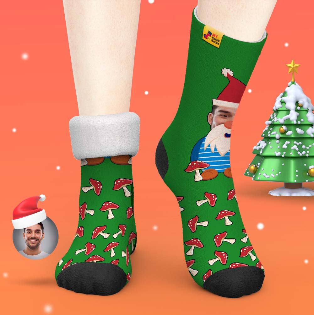 Regalos De Navidad, Calcetines Gruesos Personalizados Foto 3d Calcetines Impresos Digitales Otoño Invierno Calcetines Cálidos Navidad Gnomo Setas - MyFaceSocksMX