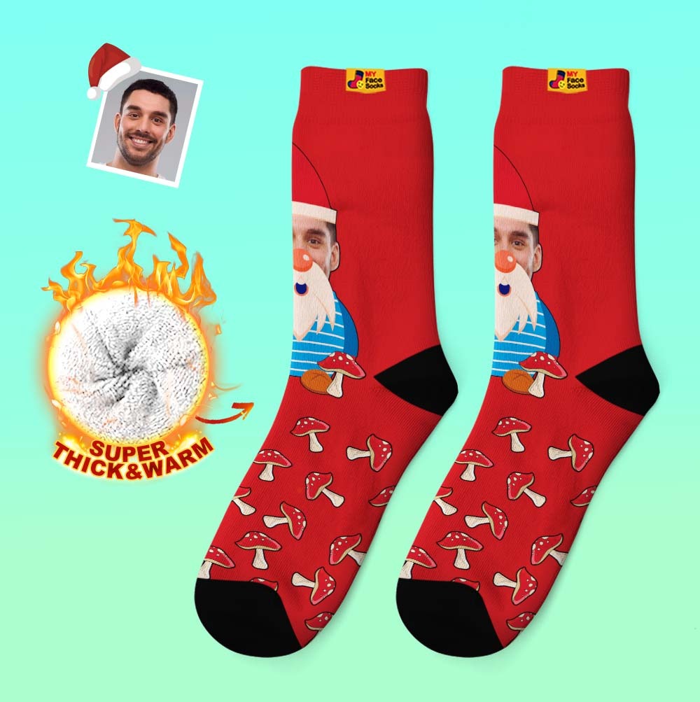 Regalos De Navidad, Calcetines Gruesos Personalizados Foto 3d Calcetines Impresos Digitales Otoño Invierno Calcetines Cálidos Navidad Gnomo Setas - MyFaceSocksMX