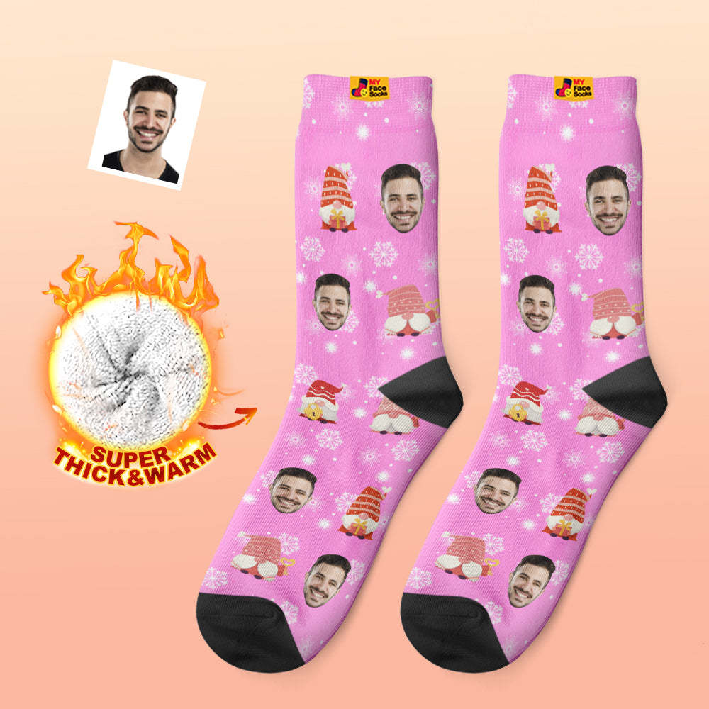 Calcetines Gruesos Personalizados De Navidad Rosa, Calcetines Con Estampado Digital 3d De Fotos, Calcetines Cálidos Para Otoño E Invierno, Regalo Bonito - MyFaceSocksMX