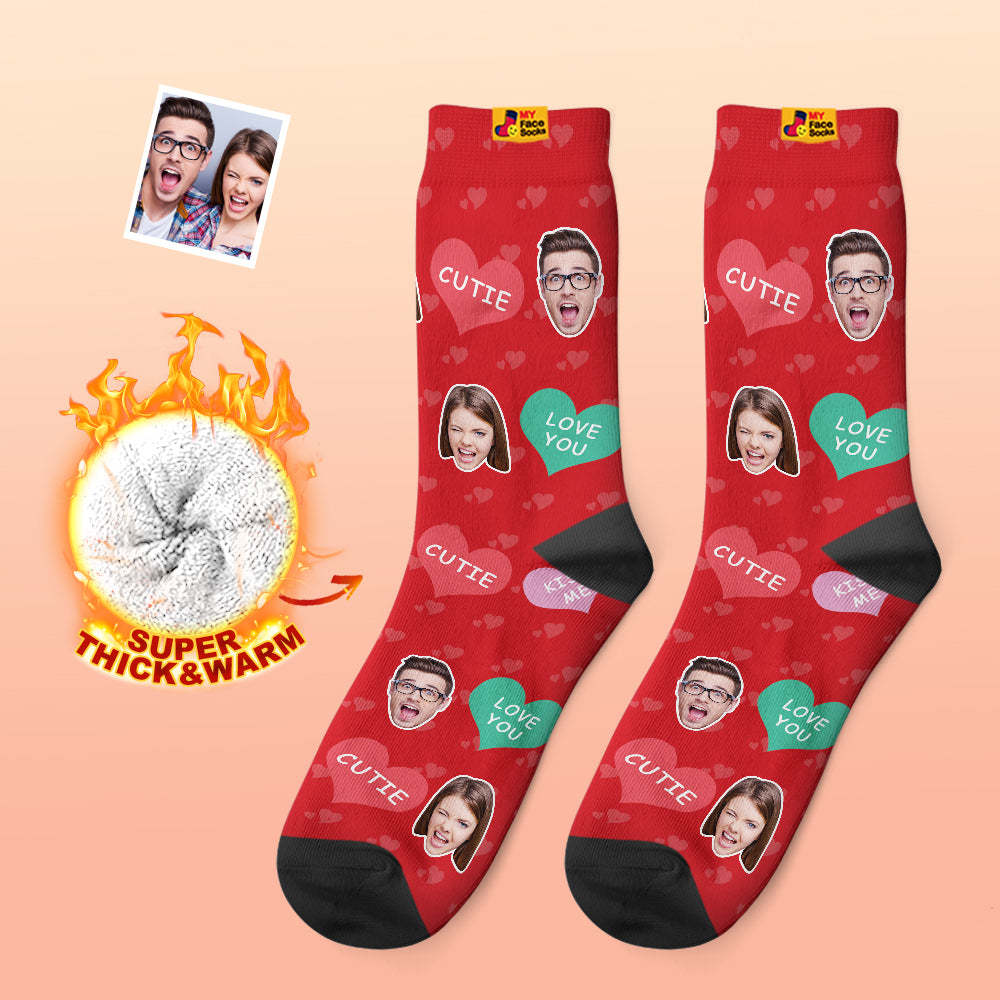 Calcetines Gruesos Personalizados Con Foto Regalos De San Valentín Calcetines Cálidos Calcetines Con Cara De Cutie - MyFaceSocksMX