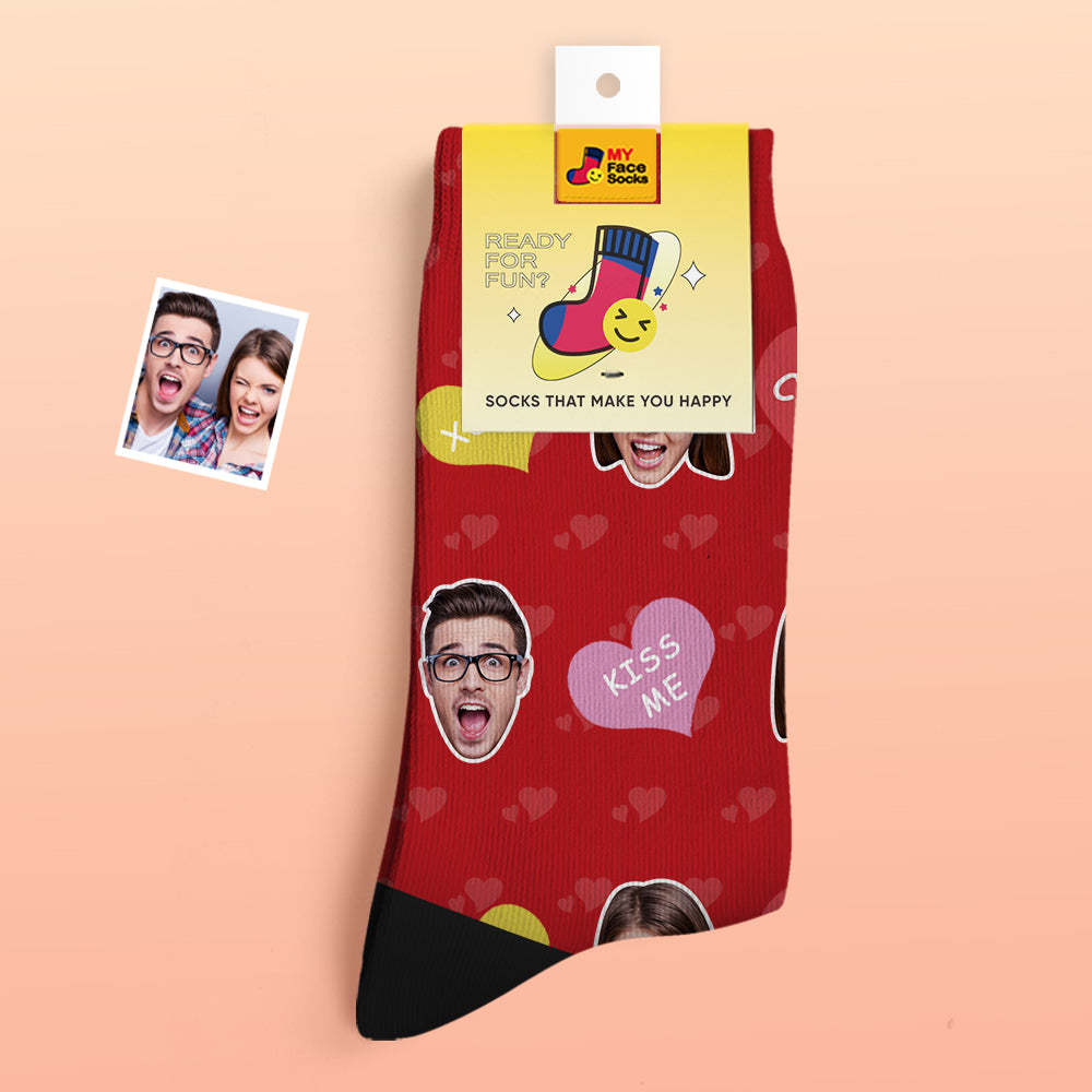 Calcetines Gruesos Personalizados Con Foto Regalos De San Valentín Calcetines Cálidos Calcetines Con Cara De Cutie - MyFaceSocksMX