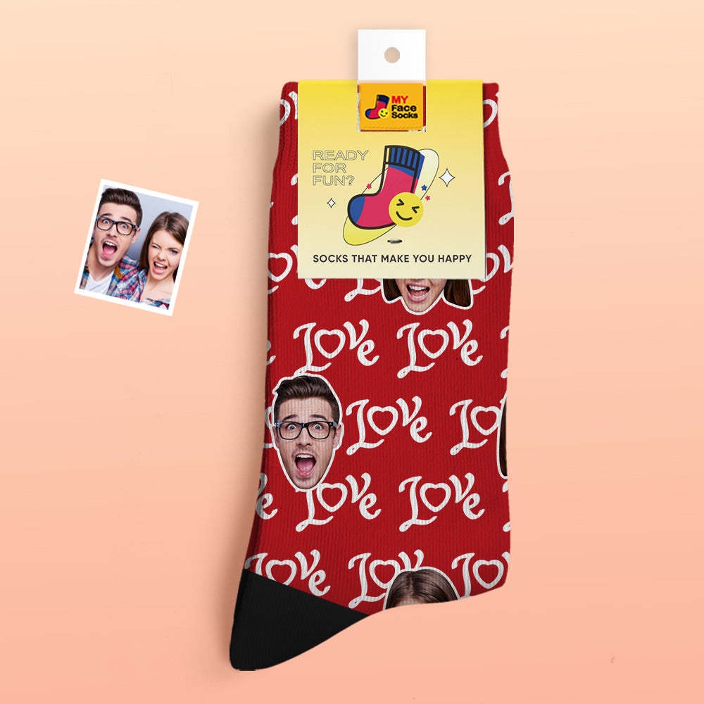 Calcetines Gruesos Personalizados Con Foto Regalos De San Valentín Calcetines Cálidos Muestre Sus Calcetines De Cara De Amor - MyFaceSocksMX