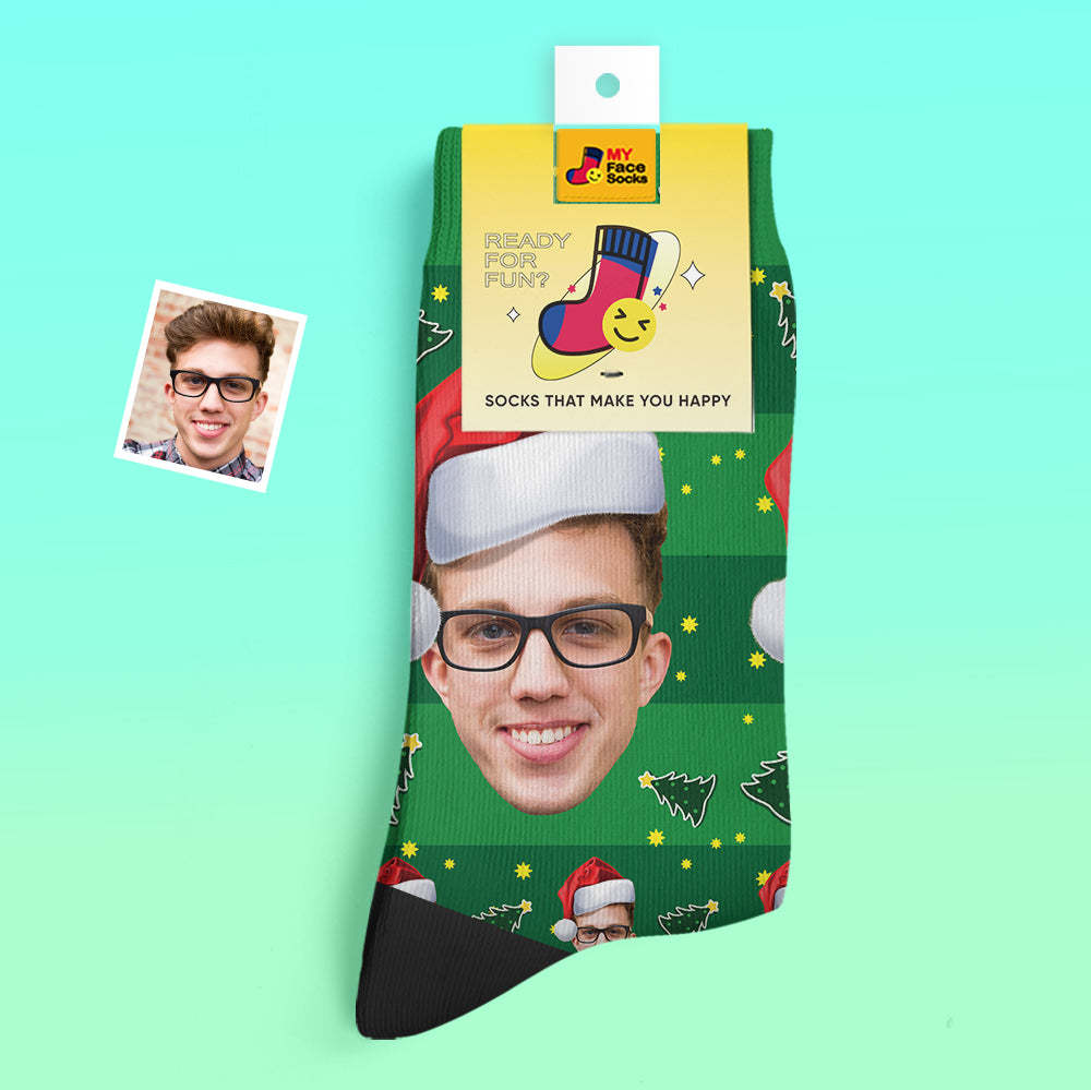 Calcetines Gruesos Personalizados Foto 3d Calcetines Impresos Digitales Otoño Invierno Calcetines Cálidos Sombrero De Navidad - MyFaceSocksMX