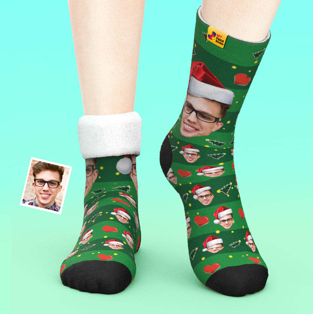 Calcetines Gruesos Personalizados Foto 3d Calcetines Impresos Digitales Otoño Invierno Calcetines Cálidos Sombrero De Navidad - MyFaceSocksMX