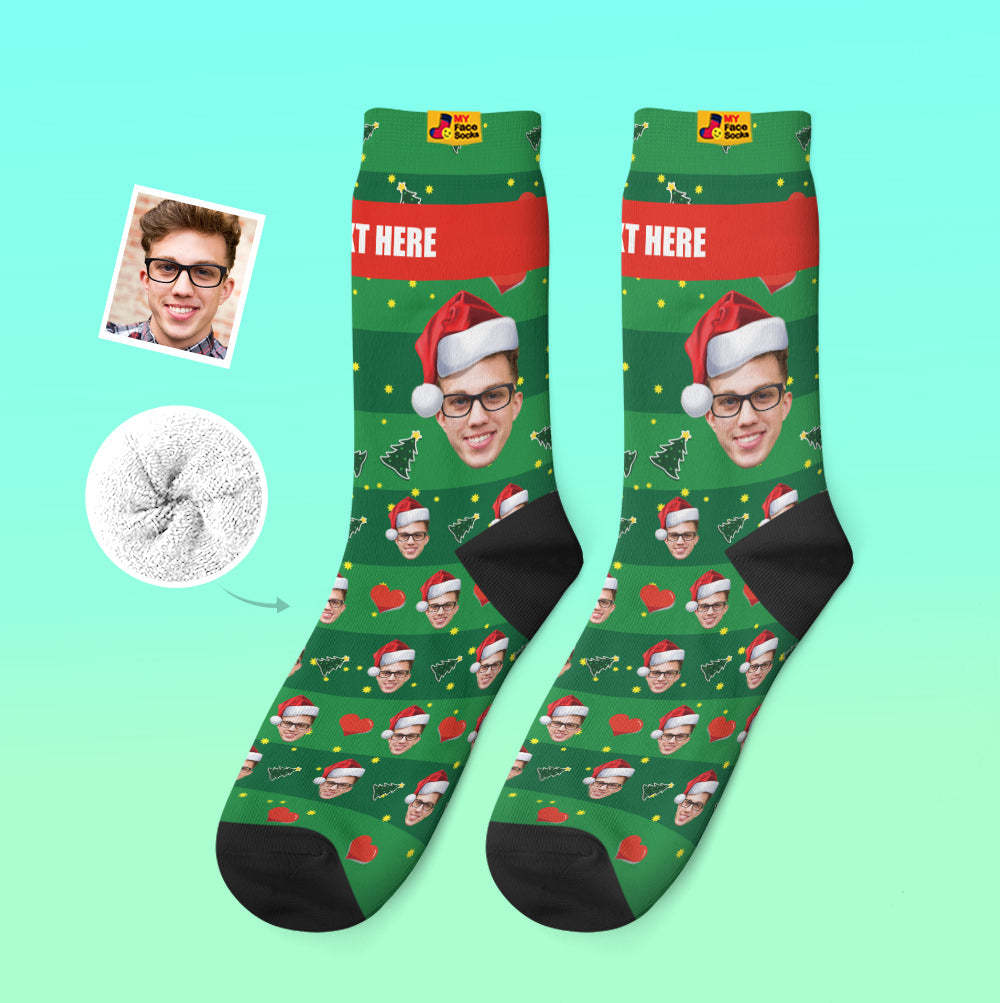 Calcetines Gruesos Personalizados Foto 3d Calcetines Impresos Digitales Otoño Invierno Calcetines Cálidos Sombrero De Navidad - MyFaceSocksMX