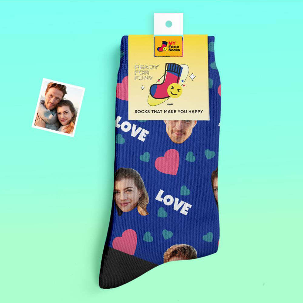 Calcetines Gruesos Personalizados Foto 3d Calcetines Impresos Digitales Otoño Invierno Calcetines Cálidos Para El Amor - MyFaceSocksMX