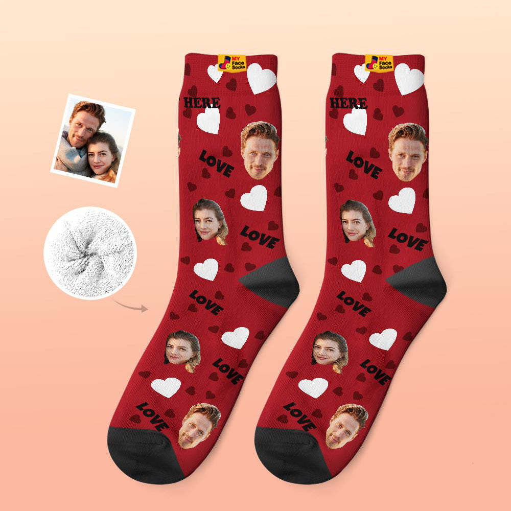 Calcetines Gruesos Personalizados Foto 3d Calcetines Impresos Digitales Otoño Invierno Calcetines Cálidos Para El Amor - MyFaceSocksMX