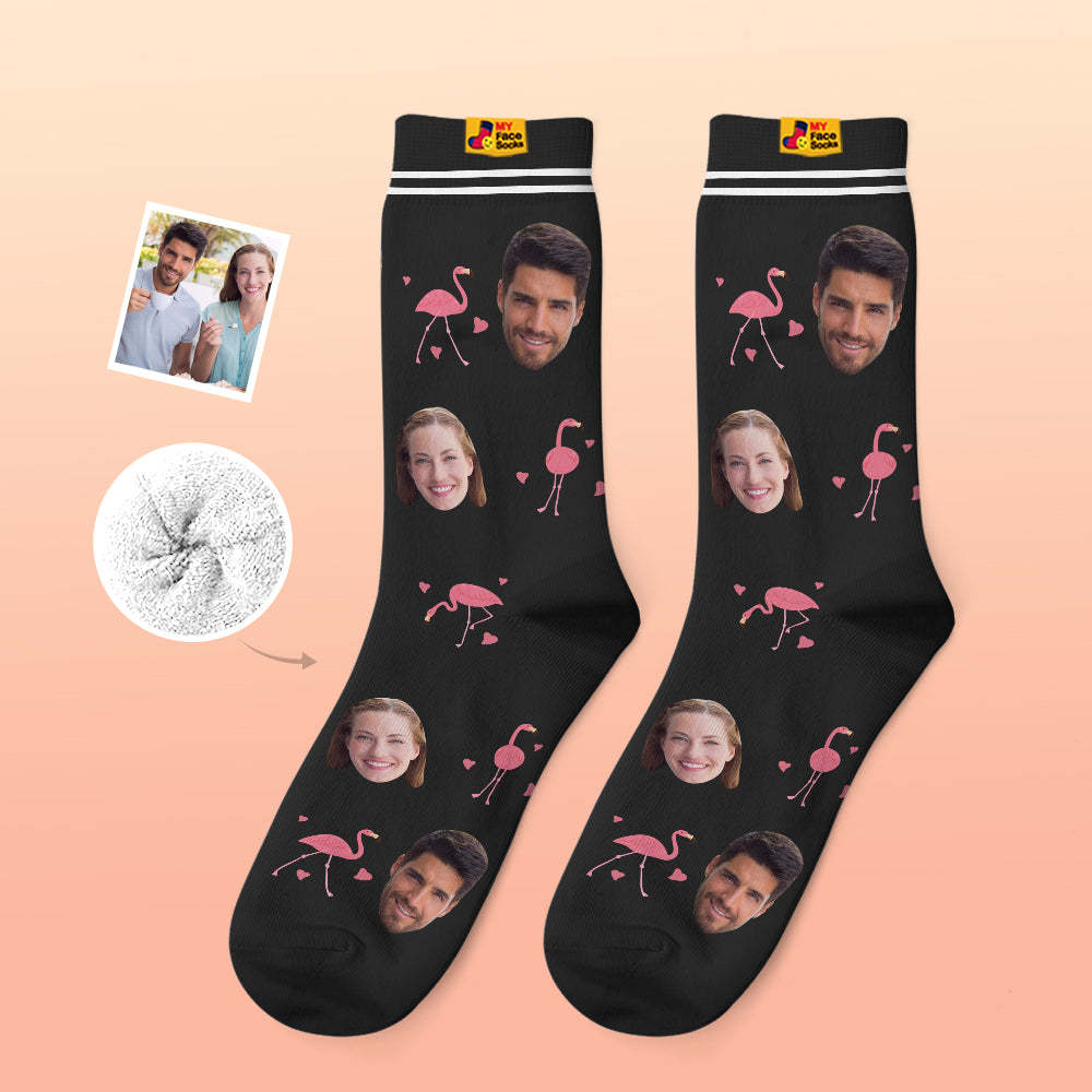 Calcetines Gruesos Personalizados Foto 3d Calcetines Impresos Digitales Otoño Invierno Calcetines Cálidos Flamant - MyFaceSocksMX