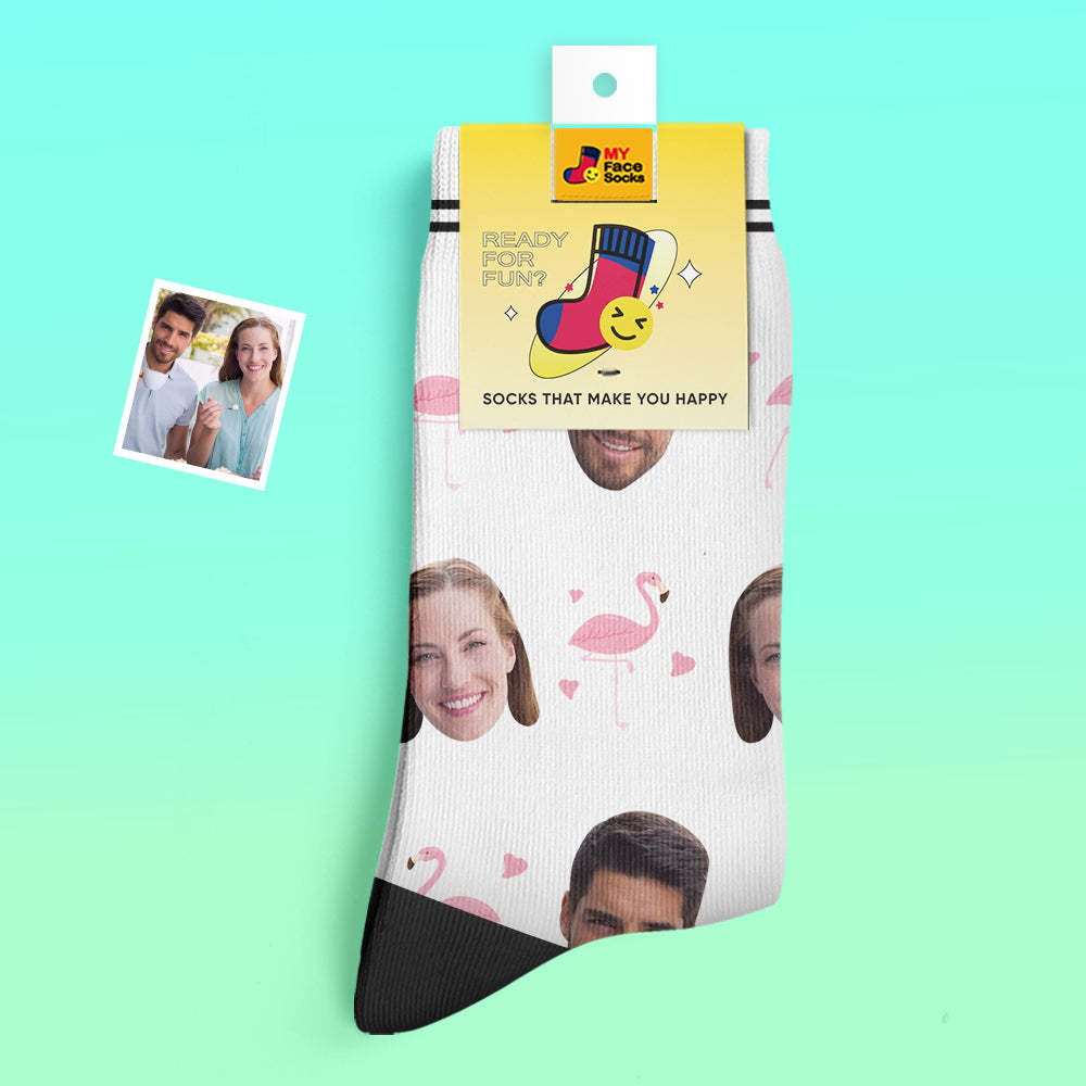 Calcetines Gruesos Personalizados Foto 3d Calcetines Impresos Digitales Otoño Invierno Calcetines Cálidos Flamant - MyFaceSocksMX