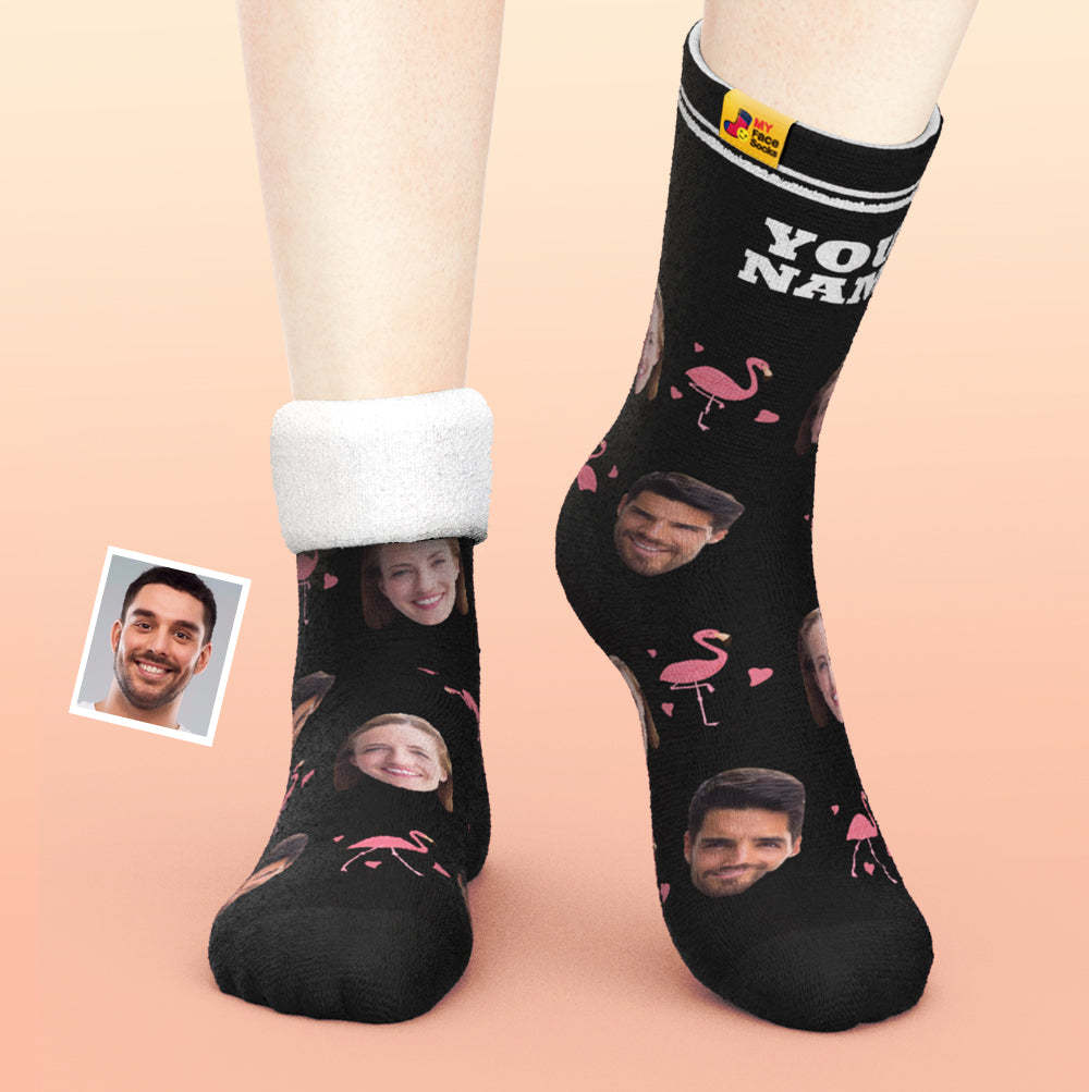 Calcetines Gruesos Personalizados Foto 3d Calcetines Impresos Digitales Otoño Invierno Calcetines Cálidos Flamant - MyFaceSocksMX