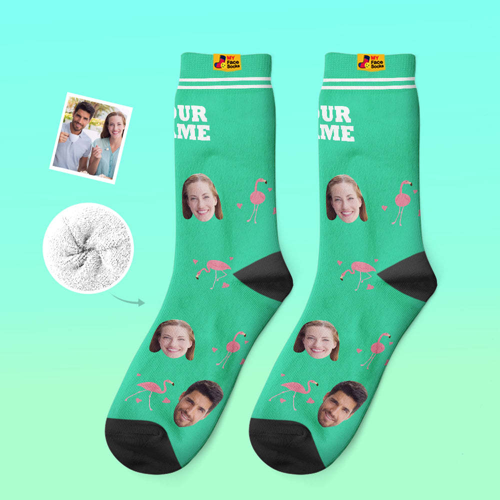 Calcetines Gruesos Personalizados Foto 3d Calcetines Impresos Digitales Otoño Invierno Calcetines Cálidos Flamant - MyFaceSocksMX