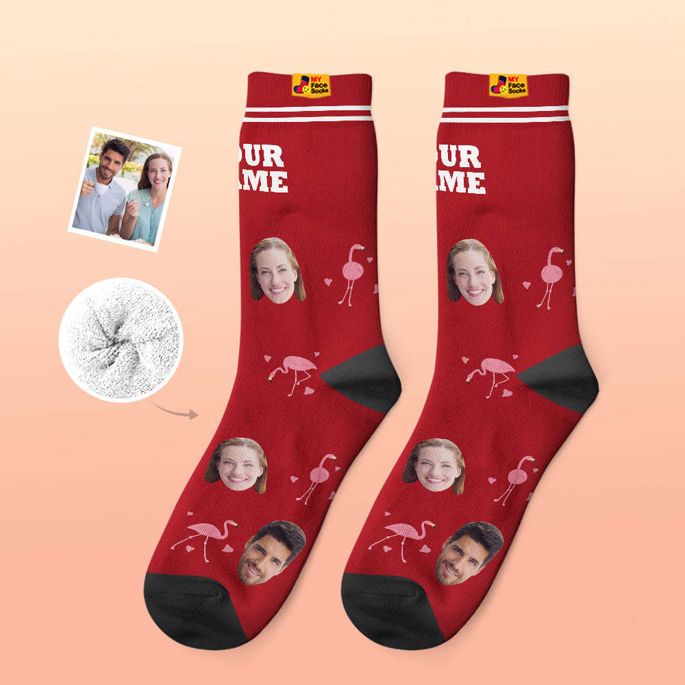 Calcetines Gruesos Personalizados Foto 3d Calcetines Impresos Digitales Otoño Invierno Calcetines Cálidos Flamant - MyFaceSocksMX