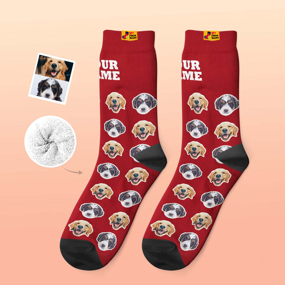 Calcetines Gruesos Personalizados Foto 3d Calcetines Impresos Digitales Otoño Invierno Calcetines Cálidos Estilo Cómico - MyFaceSocksMX