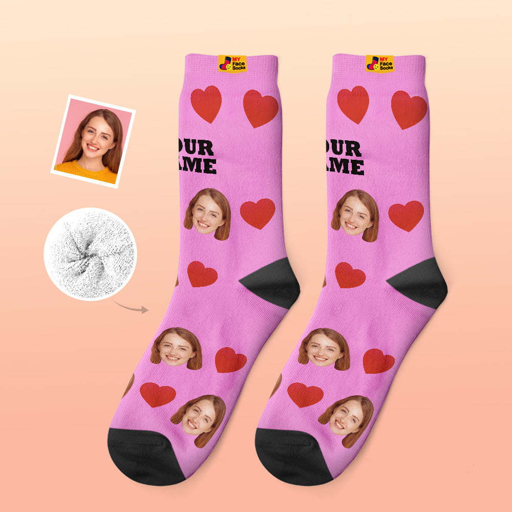 Calcetines Gruesos Personalizados Foto 3d Calcetines Impresos Digitales Otoño Invierno Calcetines Cálidos Love Heart - MyFaceSocksMX