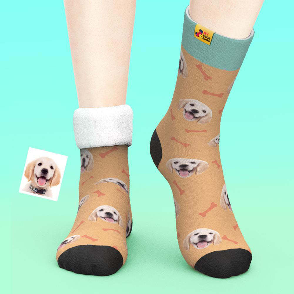 Calcetines Gruesos Personalizados Foto 3d Digital Impreso Calcetines Otoño Invierno Cálido Mascota Cara Calcetines Hueso - MyFaceSocksMX