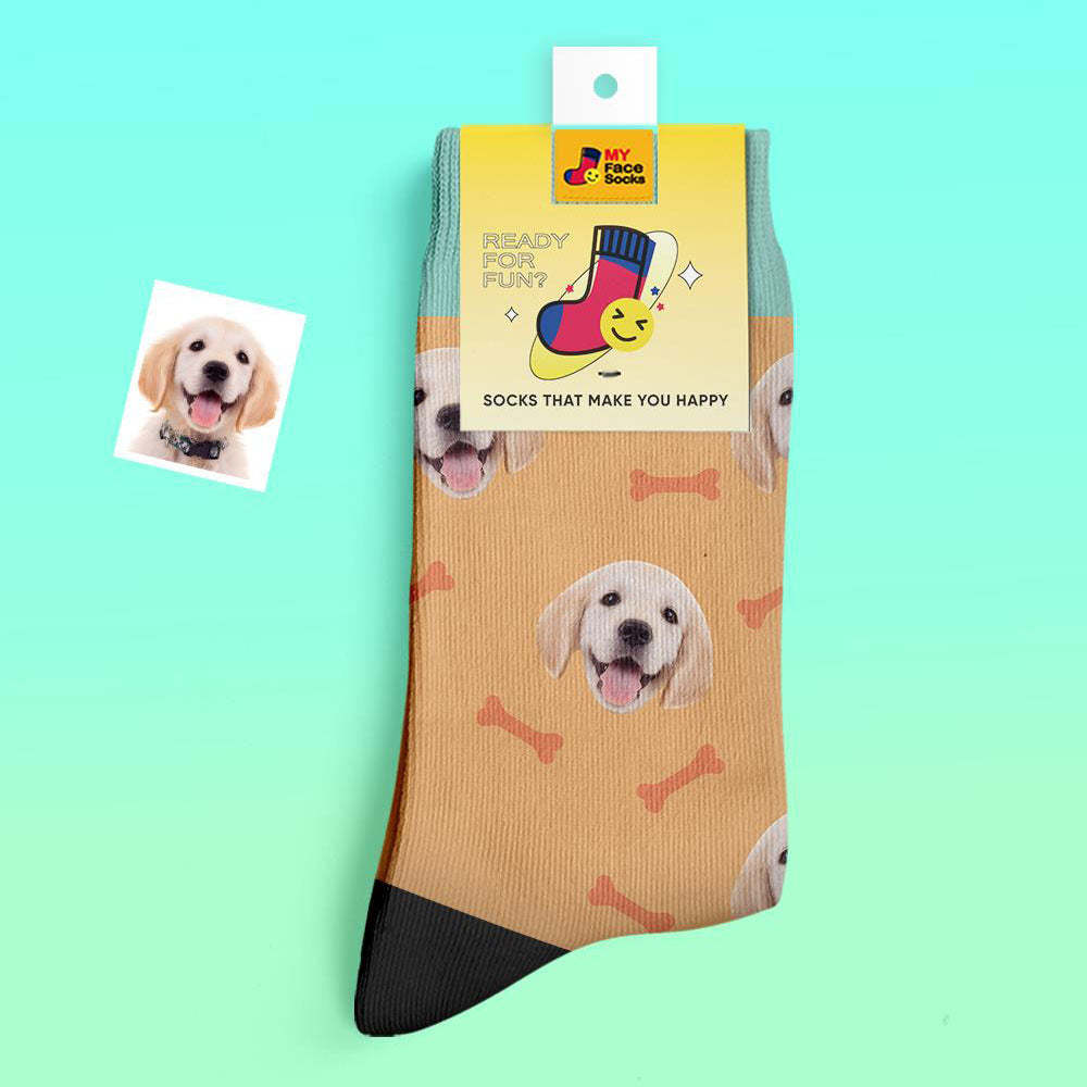 Calcetines Gruesos Personalizados Foto 3d Digital Impreso Calcetines Otoño Invierno Cálido Mascota Cara Calcetines Hueso - MyFaceSocksMX