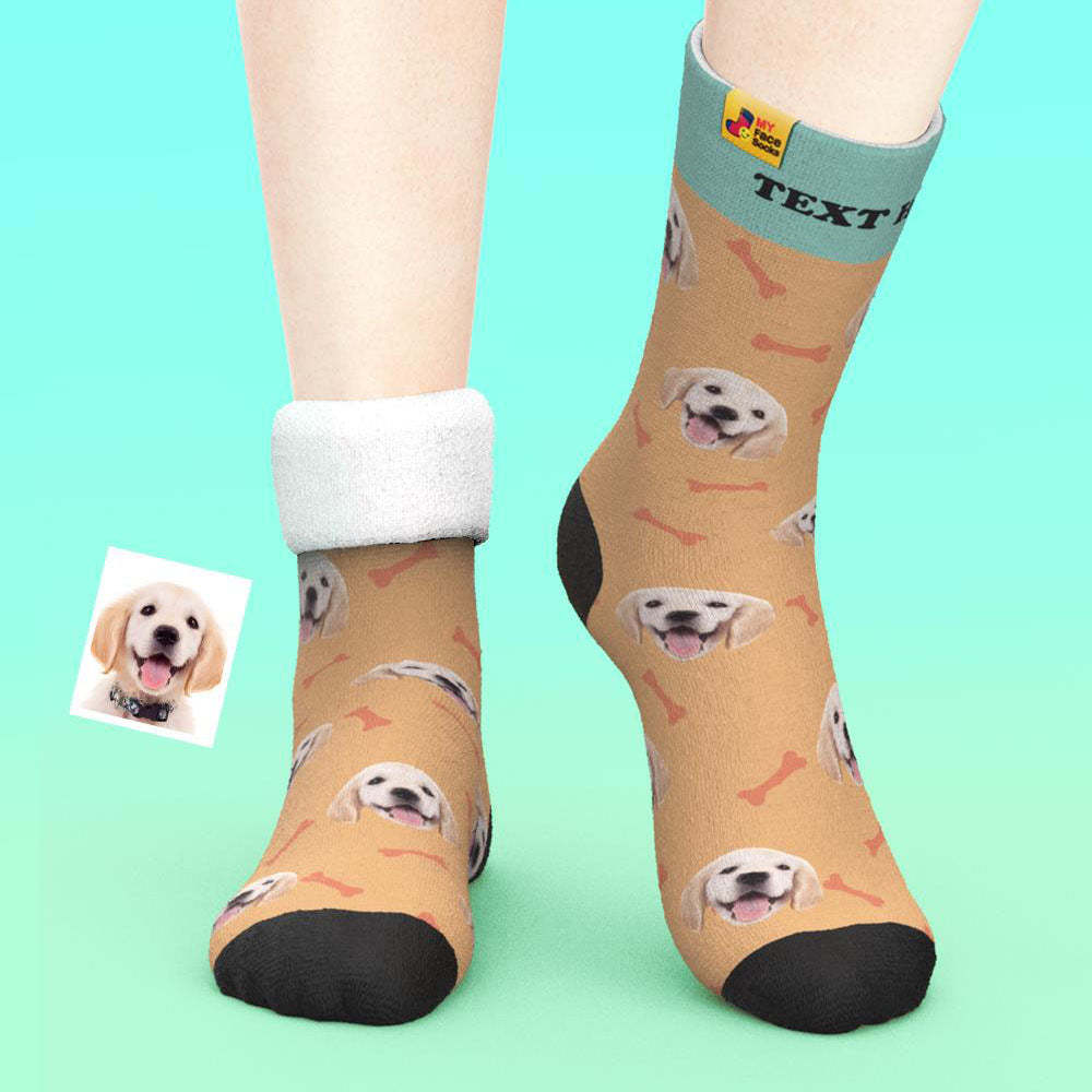 Calcetines Gruesos Personalizados Foto 3d Digital Impreso Calcetines Otoño Invierno Cálido Mascota Cara Calcetines Hueso - MyFaceSocksMX