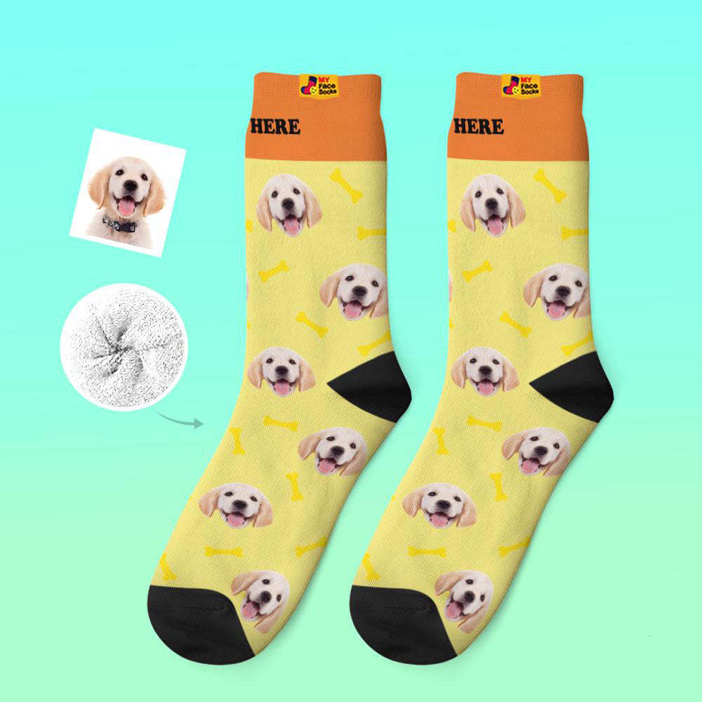 Calcetines Gruesos Personalizados Foto 3d Digital Impreso Calcetines Otoño Invierno Cálido Mascota Cara Calcetines Hueso - MyFaceSocksMX