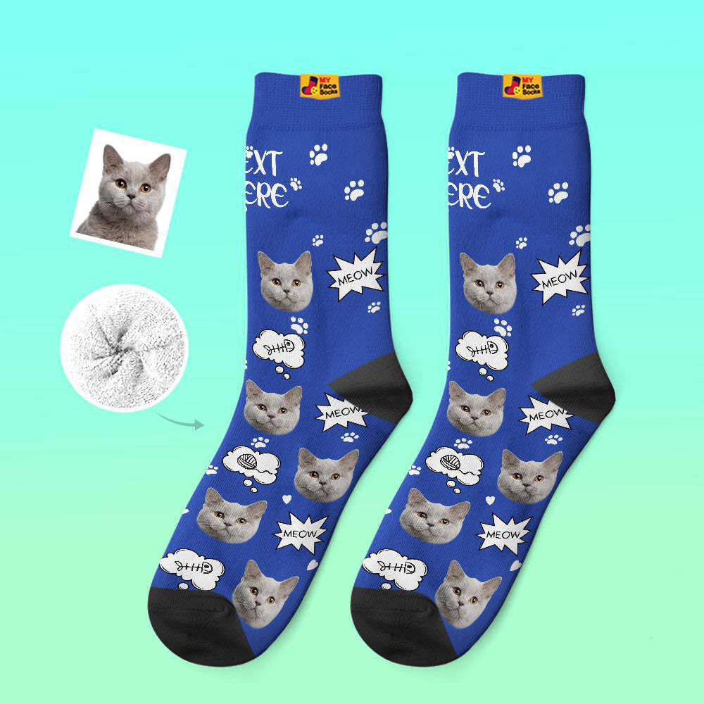 Calcetines Gruesos Personalizados Foto 3d Calcetines Impresos Digitales Otoño Invierno Calcetines Cálidos Cat Meow - MyFaceSocksMX