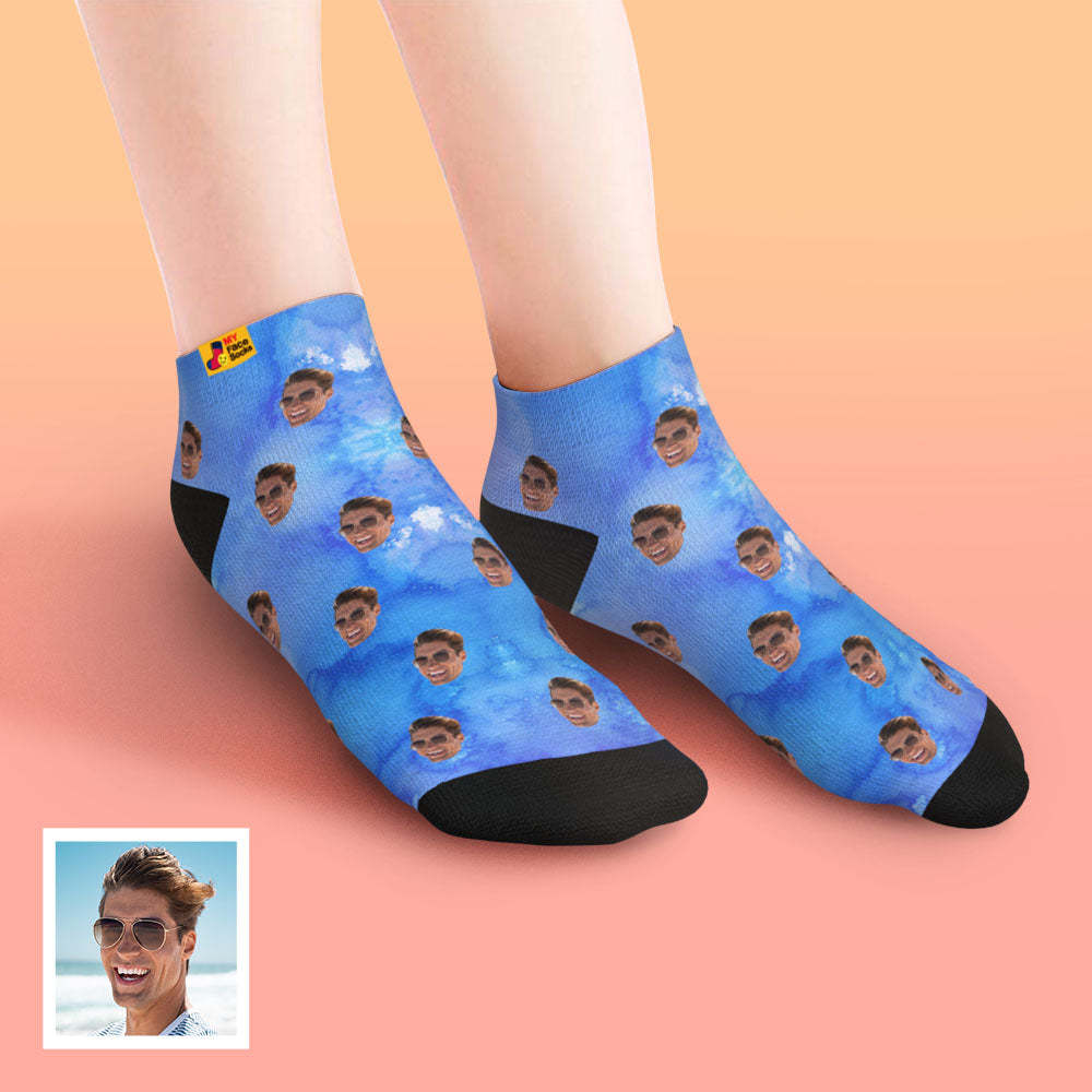 Custom Low cut Ankle Socks Personalized Face Socks Tie Dye Style - MyFaceSocks