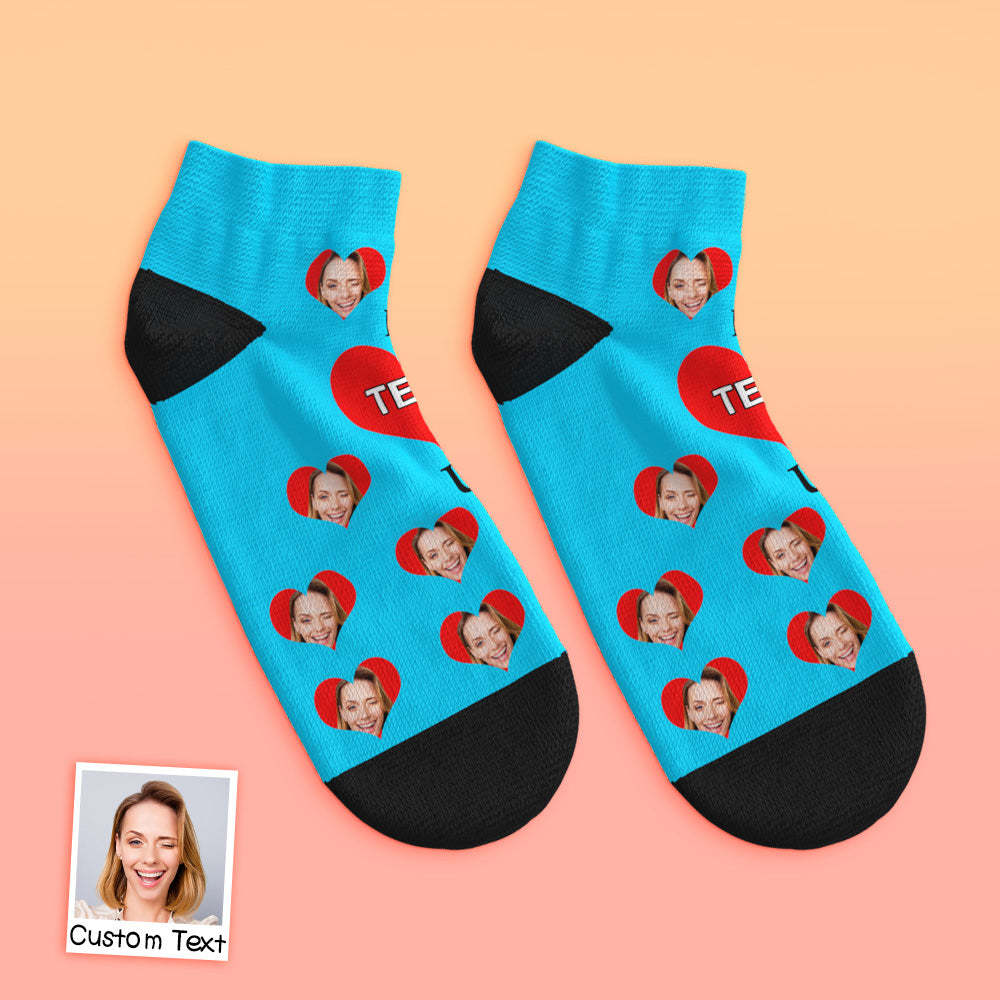 Calcetines Tobilleros De Corte Bajo Personalizados I Love Mom - MyFaceSocksMX