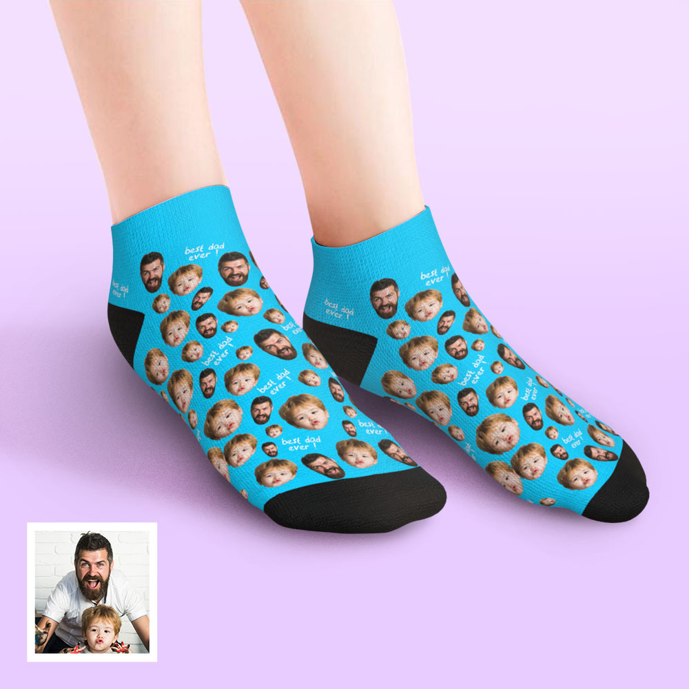 Calcetines Tobilleros De Corte Bajo Personalizados Para El Mejor Papá - MyFaceSocksMX