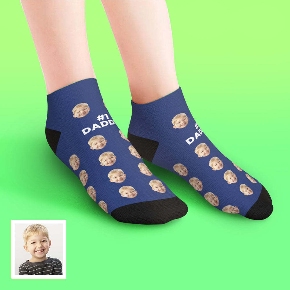 Calcetines Tobilleros De Corte Bajo Personalizados Para Papá #1 Daddy - MyFaceSocksMX