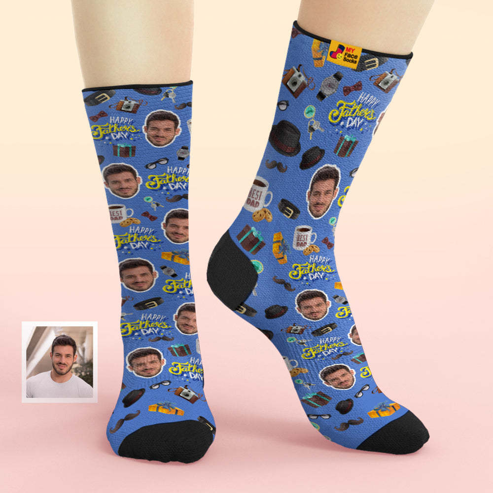 Calcetines De Cara Personalizados Agregue Imágenes Y Nombre Calcetines Suaves Transpirables Mejor Papá Día Del Padre - MyFaceSocksMX