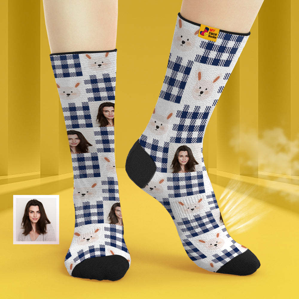 Calcetines Transpirables Personalizados Para La Cara, Calcetines Suaves Personalizados, Regalos Para El Amante-lindo Conejo - MyFaceSocksMX