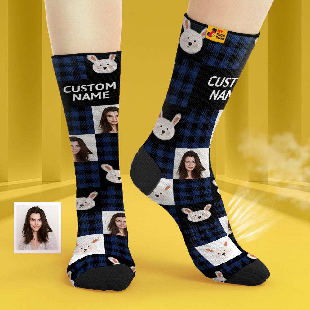 Calcetines Transpirables Personalizados Para La Cara, Calcetines Suaves Personalizados, Regalos Para El Amante-lindo Conejo - MyFaceSocksMX