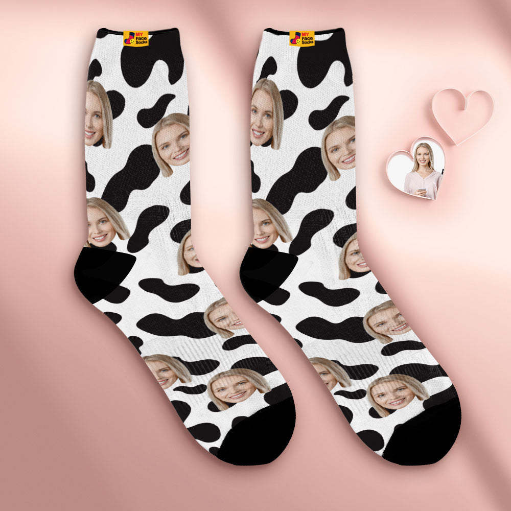 Calcetines Personalizados Transpirables Para La Cara, Calcetines Suaves Personalizados, Regalos Para Puntos De Vaca Amante - MyFaceSocksMX