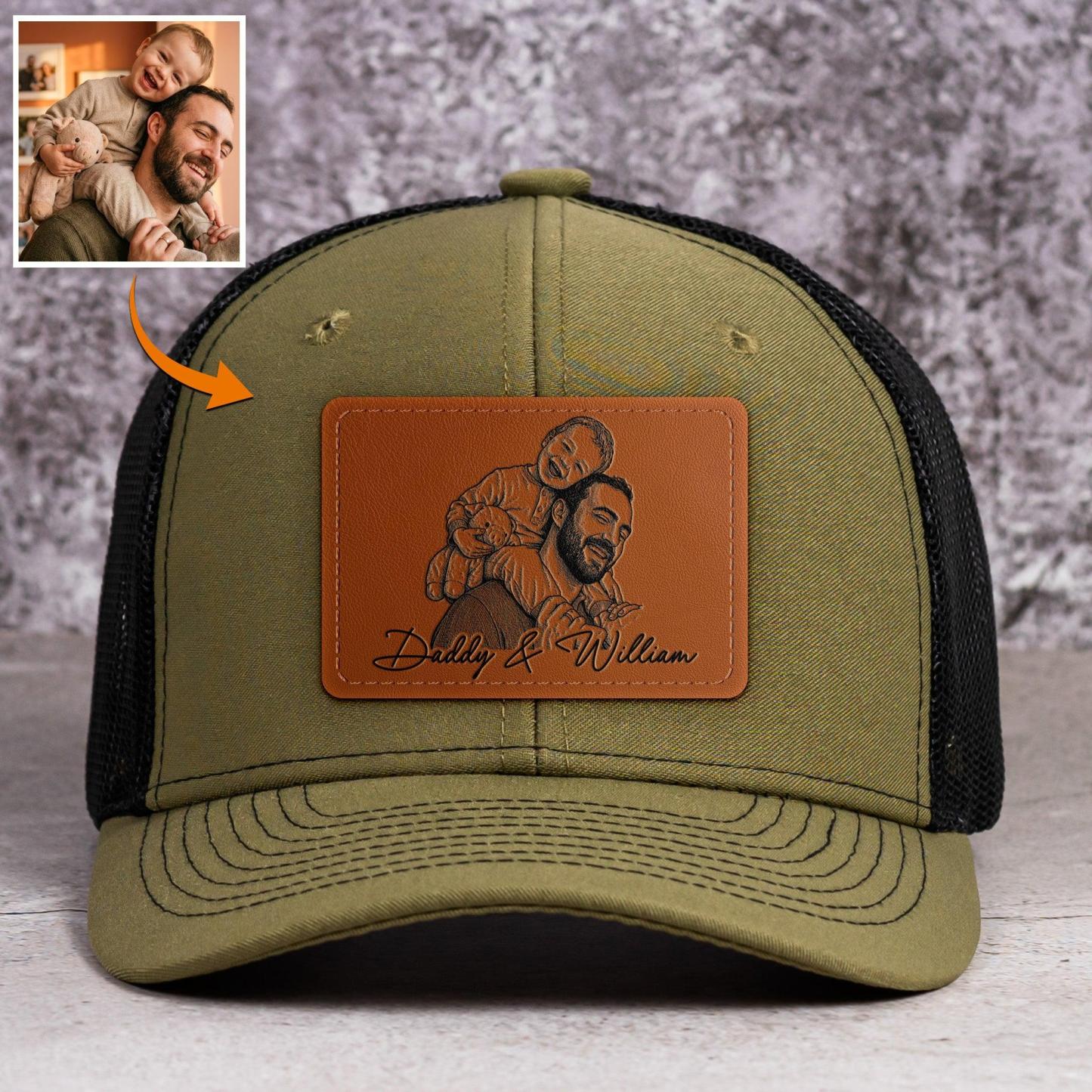 Regalos del día del padre, boceto fotográfico personalizado, arte lineal, regalo del día del padre para papá, esposo, gorra personalizada
