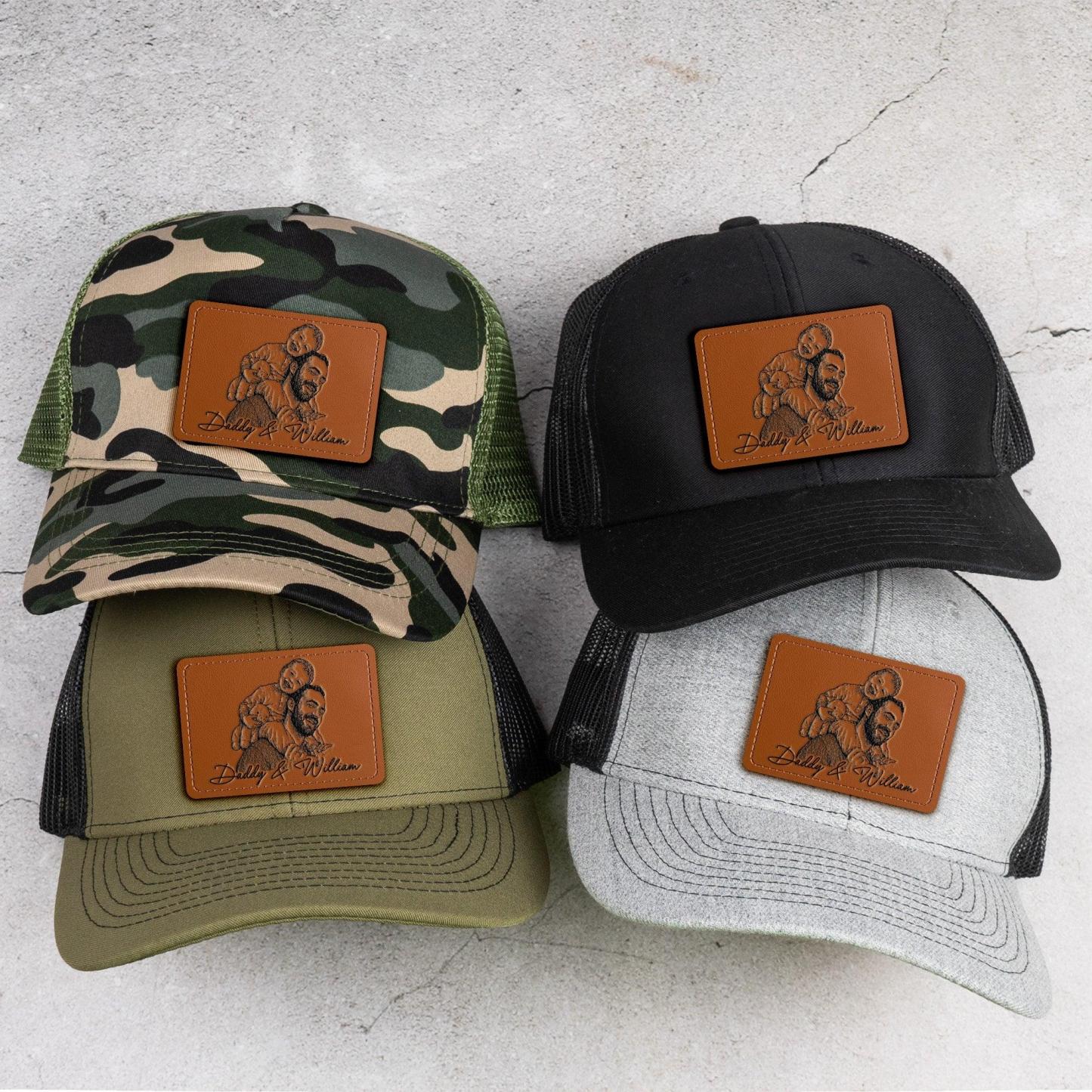 Regalos del día del padre, boceto fotográfico personalizado, arte lineal, regalo del día del padre para papá, esposo, gorra personalizada