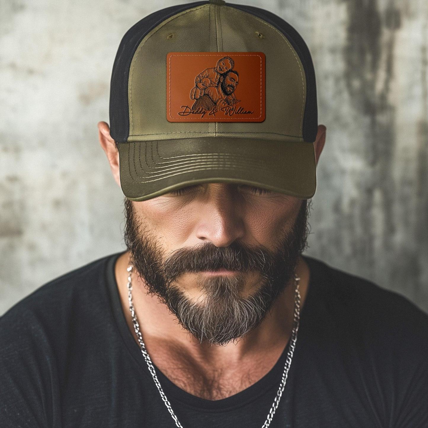 Regalos del día del padre, boceto fotográfico personalizado, arte lineal, regalo del día del padre para papá, esposo, gorra personalizada