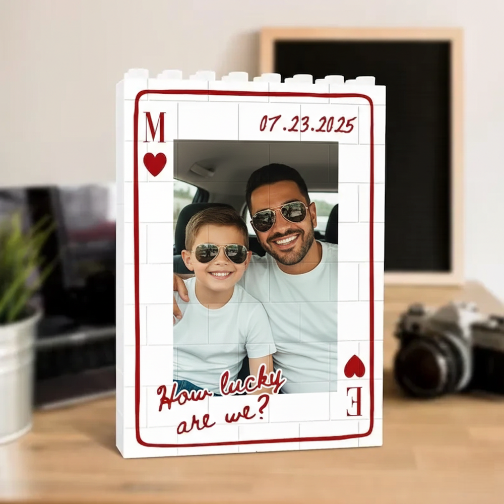 Marco De Fotos Personalizado Con Forma De Rompecabezas, Hecho Con Bloques De Construcción: Un Regalo Entrañable Para El Día Del Padre. - miscalcetinescaramx