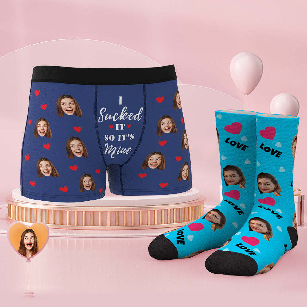 Conjunto De Calcetines Y Calzoncillos Tipo Bóxer Con Cara Personalizada It's Mine - MyFaceSocksMX