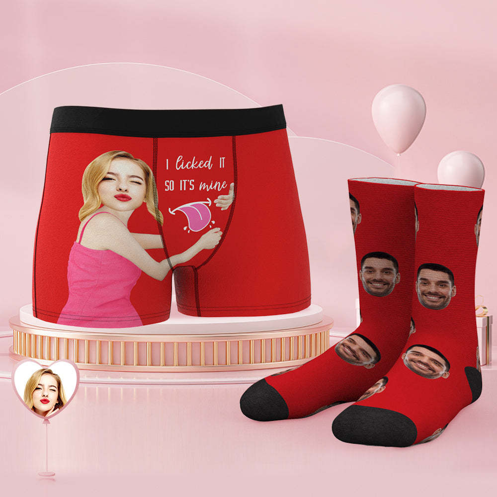 Conjunto De Calzoncillos Y Calcetines Con Cara Personalizada I Licked It So It's Mine - MyFaceSocksMX