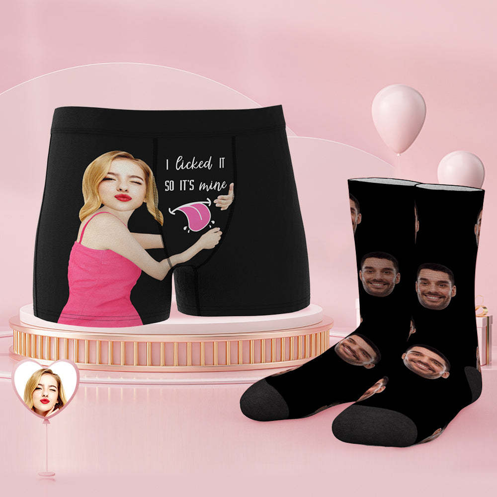 Conjunto De Calzoncillos Y Calcetines Con Cara Personalizada I Licked It So It's Mine - MyFaceSocksMX