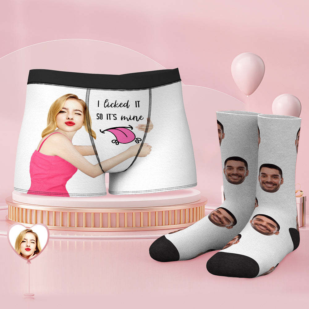 Conjunto De Calzoncillos Y Calcetines Con Cara Personalizada I Licked It So It's Mine - MyFaceSocksMX