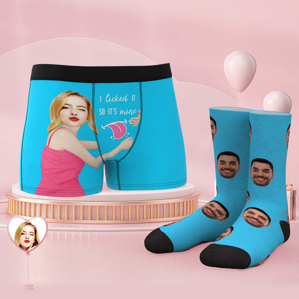 Conjunto De Calzoncillos Y Calcetines Con Cara Personalizada I Licked It So It's Mine - MyFaceSocksMX