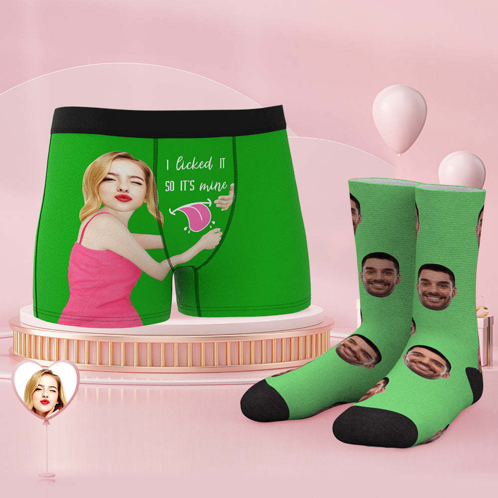 Conjunto De Calzoncillos Y Calcetines Con Cara Personalizada I Licked It So It's Mine - MyFaceSocksMX