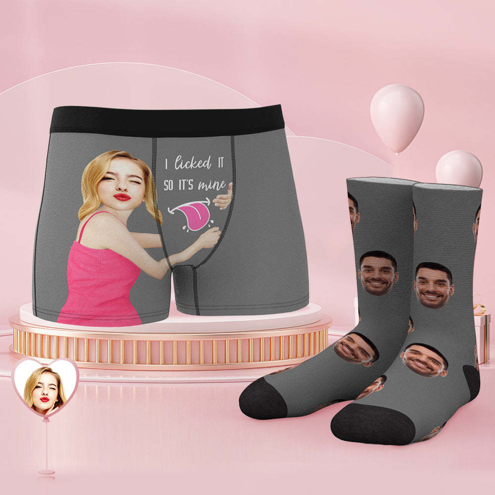 Conjunto De Calzoncillos Y Calcetines Con Cara Personalizada I Licked It So It's Mine - MyFaceSocksMX