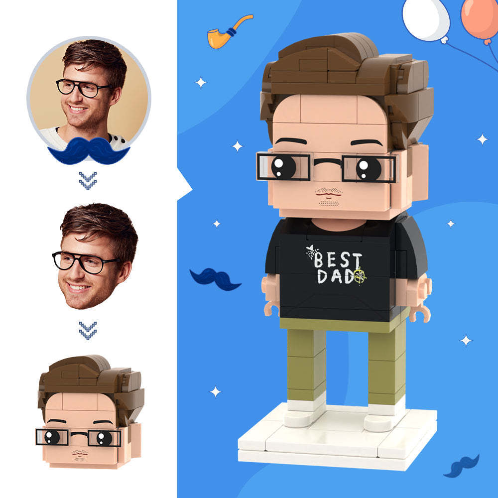 Regalos Para Papá: Figuras De Ladrillo Con Cabeza Personalizada, Las Mejores Figuras De Ladrillo Para Papá, Juguete De Bloques De Partículas Pequeñas - miscalcetinescaramx