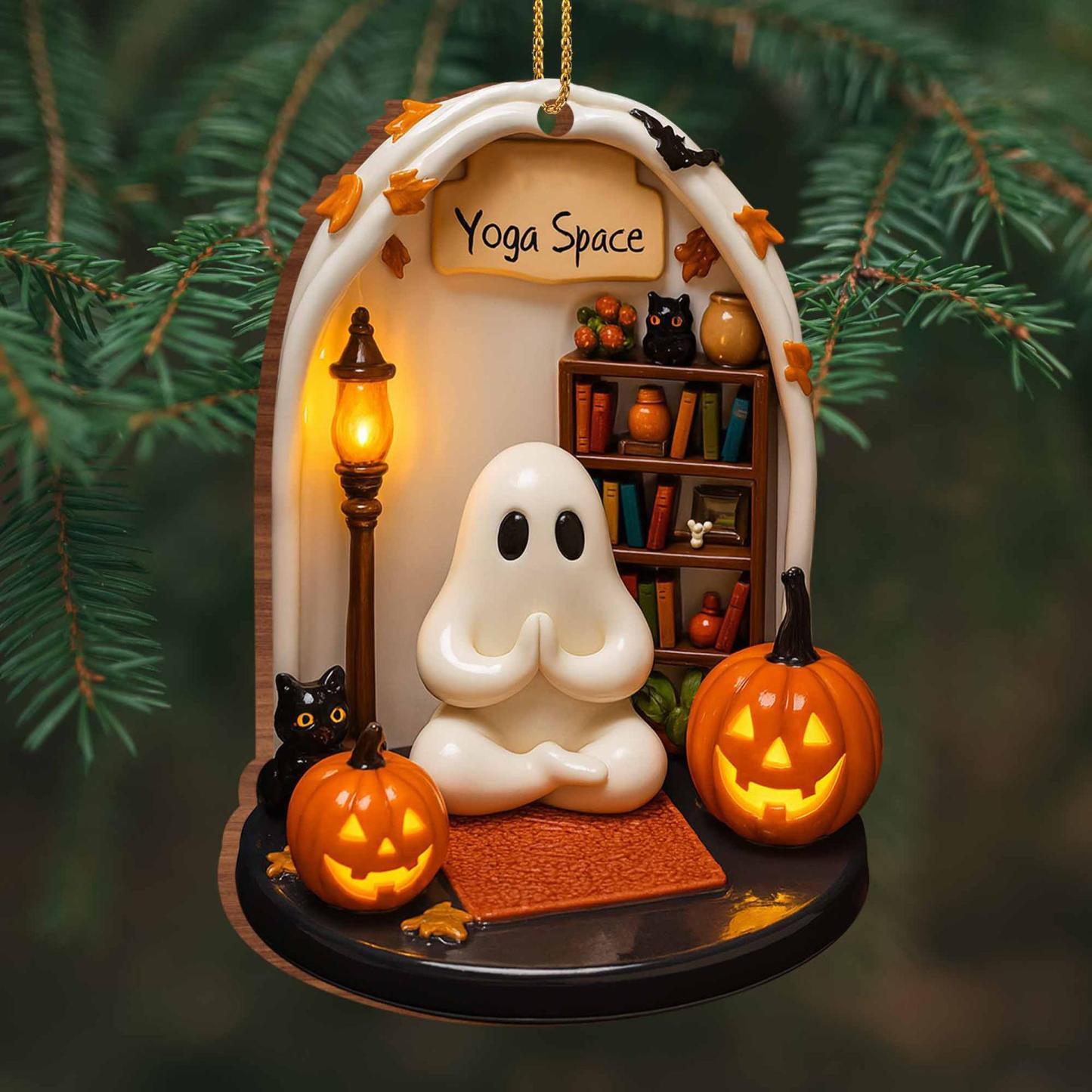 Colgante Decorativo Plano De Acrílico Con Fantasma De Lectura De Halloween Personalizado, Letrero Colgante Para Decoración De Halloween - miscalcetinescaramx