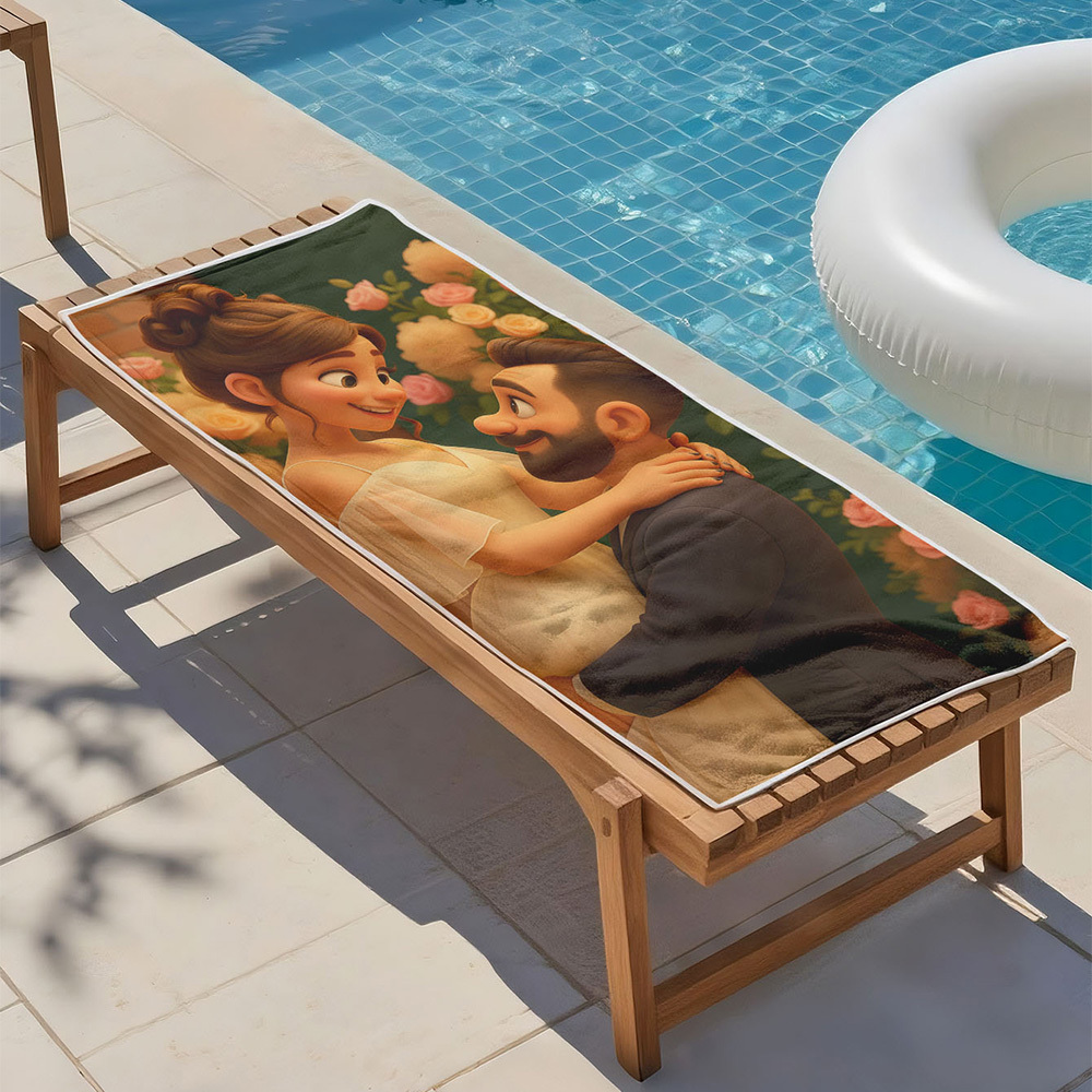 Toalla De Playa Personalizada Con Foto De Dibujos Animados, Regalo De Boda Para Aniversario, Toallas De Playa Personalizadas - miscalcetinescaramx