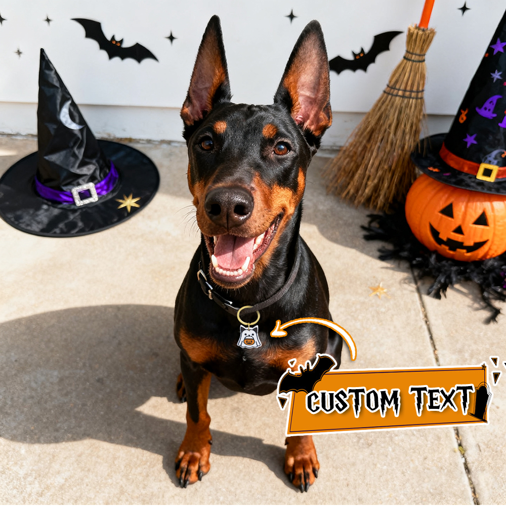 Placa De Identificación Para Perro Fantasma - Placa Para Mascota Impresa En 3d, Personalizada, Sostenible, Llavero, Adorable, Halloween, Espeluznante - miscalcetinescaramx