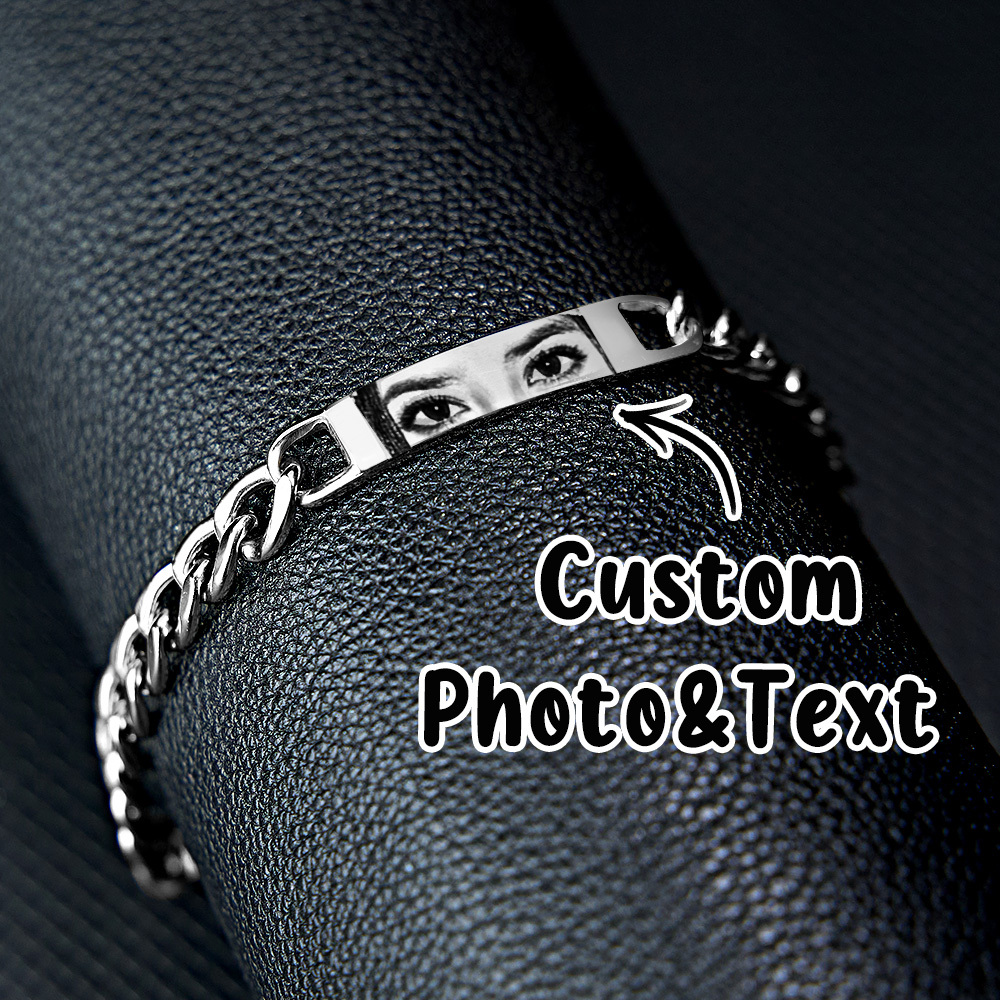 Pulsera Personalizada Con Foto De Ojo Para Parejas, Regalo De Navidad - Recuerdo De Acero Inoxidable Grabado A Láser, Regalo De Aniversario - miscalcetinescaramx
