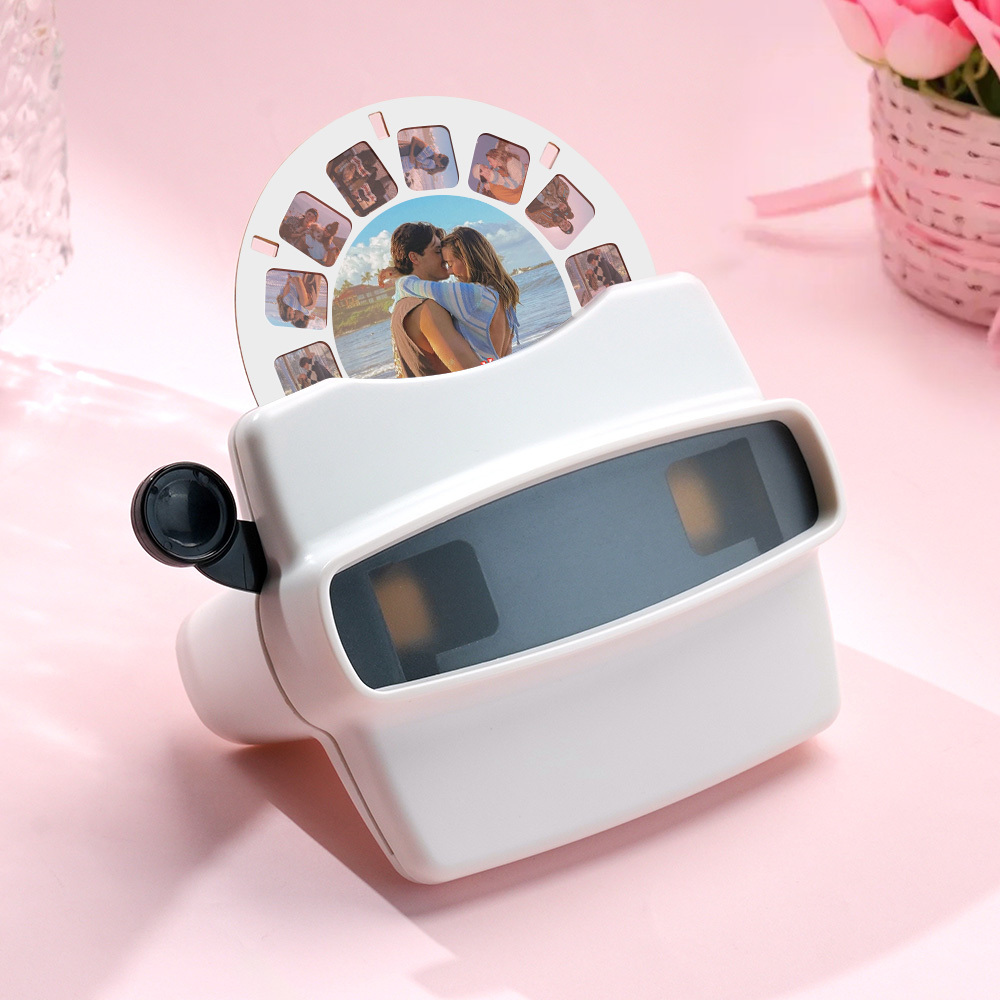 Visor Y Carrete 3d Personalizados: Regalo De Navidad Personalizado Con Sus Propias Fotos Visor De Texto Y Fotos Múltiples Películas Disponibles Visor Blanco